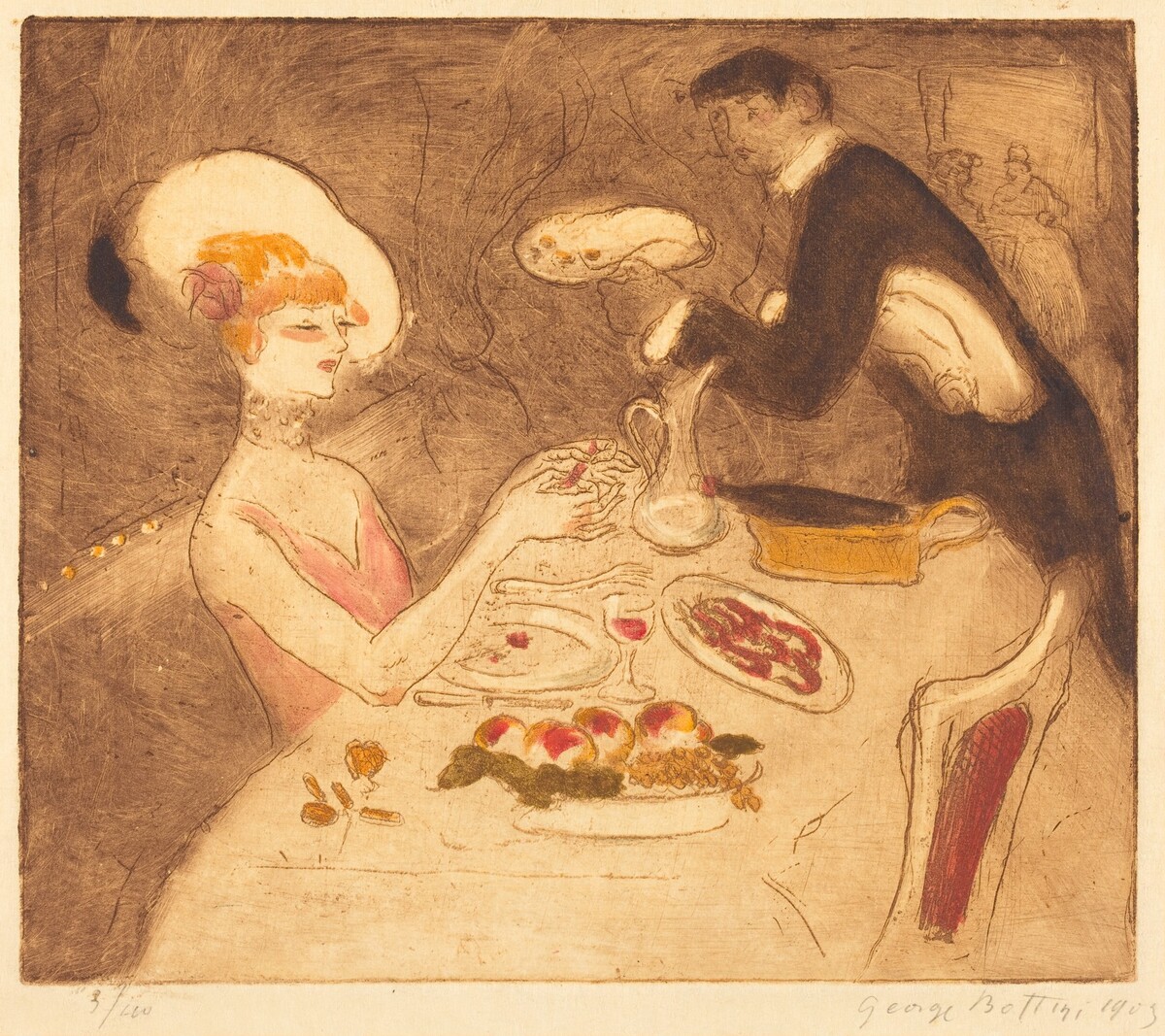 Woman Having Supper by Georges Bottini