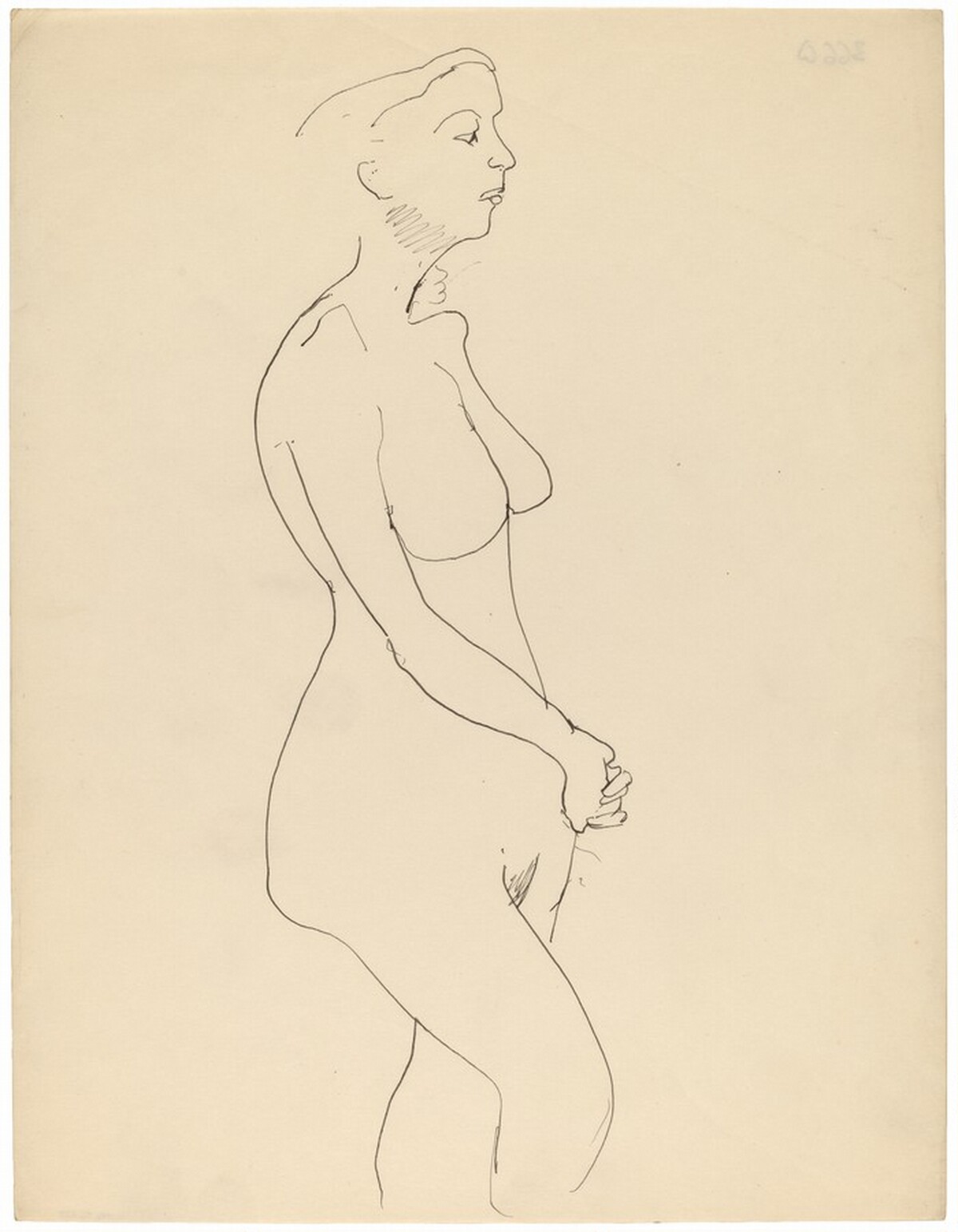 Side View of Standing Nude, Turned to the Right, Hands Folded in Front by Mark Rothko