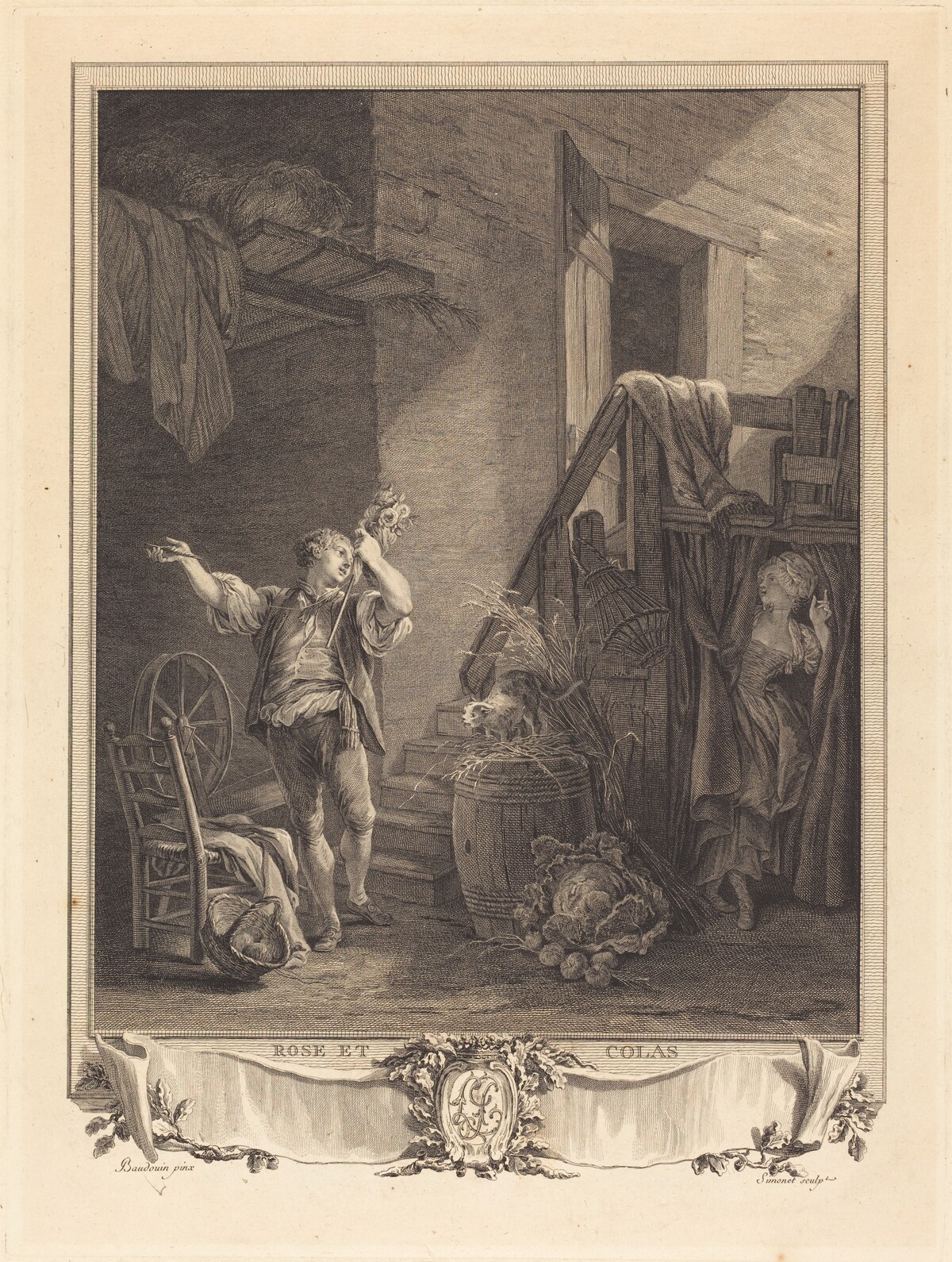 Rose et Colas by Jean-Baptiste Blaise Simonet after Pierre-Antoine Baudouin