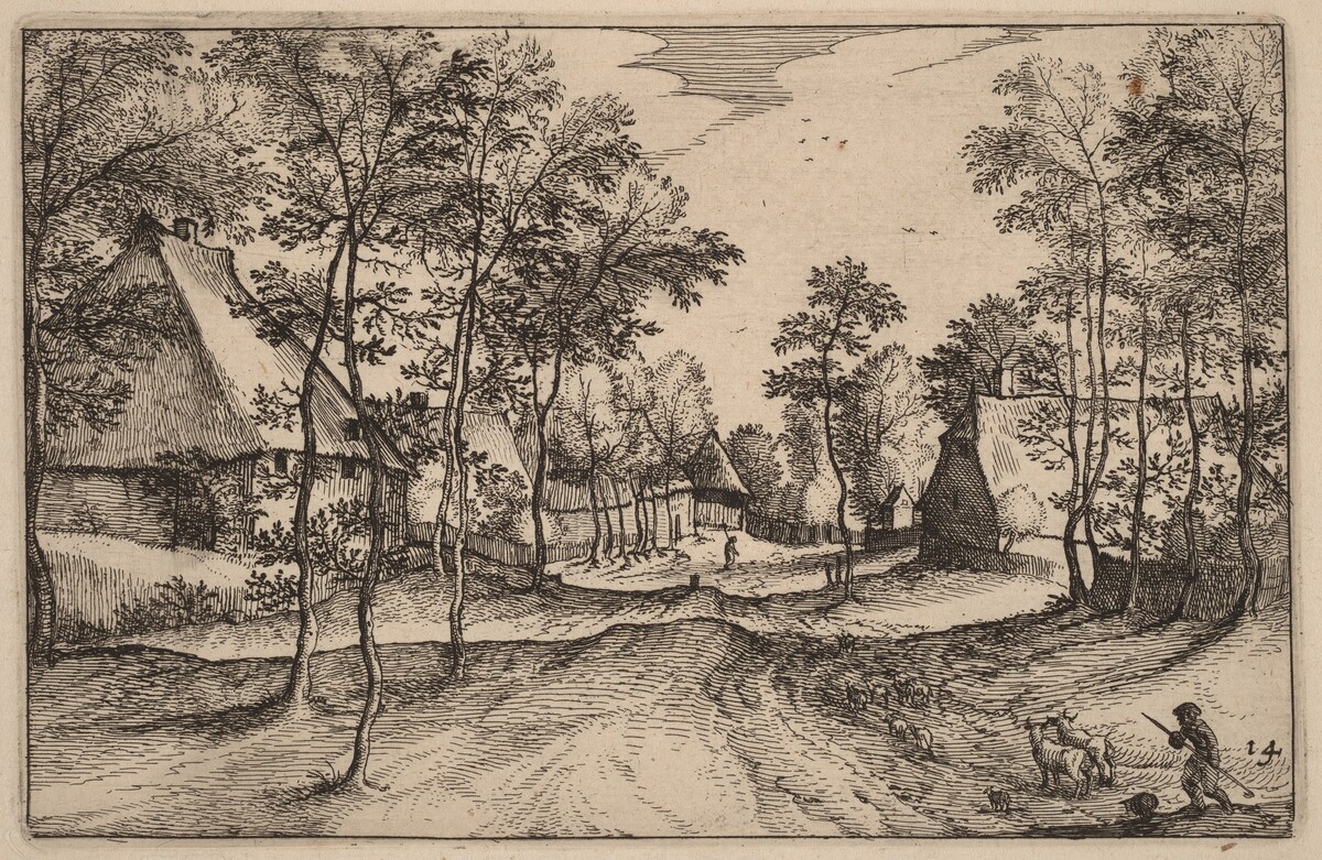 Village Road by Claes Jansz Visscher after Johannes van Doetechum, the Elder after Lucas van Doetechum after Master of the Small Landscapes