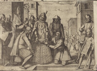 The Queen Laying the First Stone for the Church of the Poor Clares in Spain [verso]