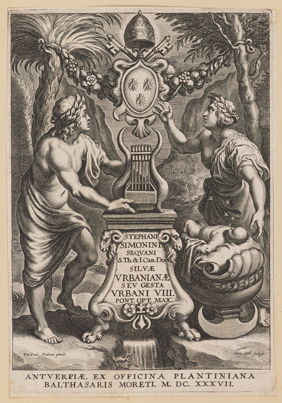Title Page for Stephanus Simonini, Silvae Urbaninae by Cornelis Galle I after Sir Peter Paul Rubens