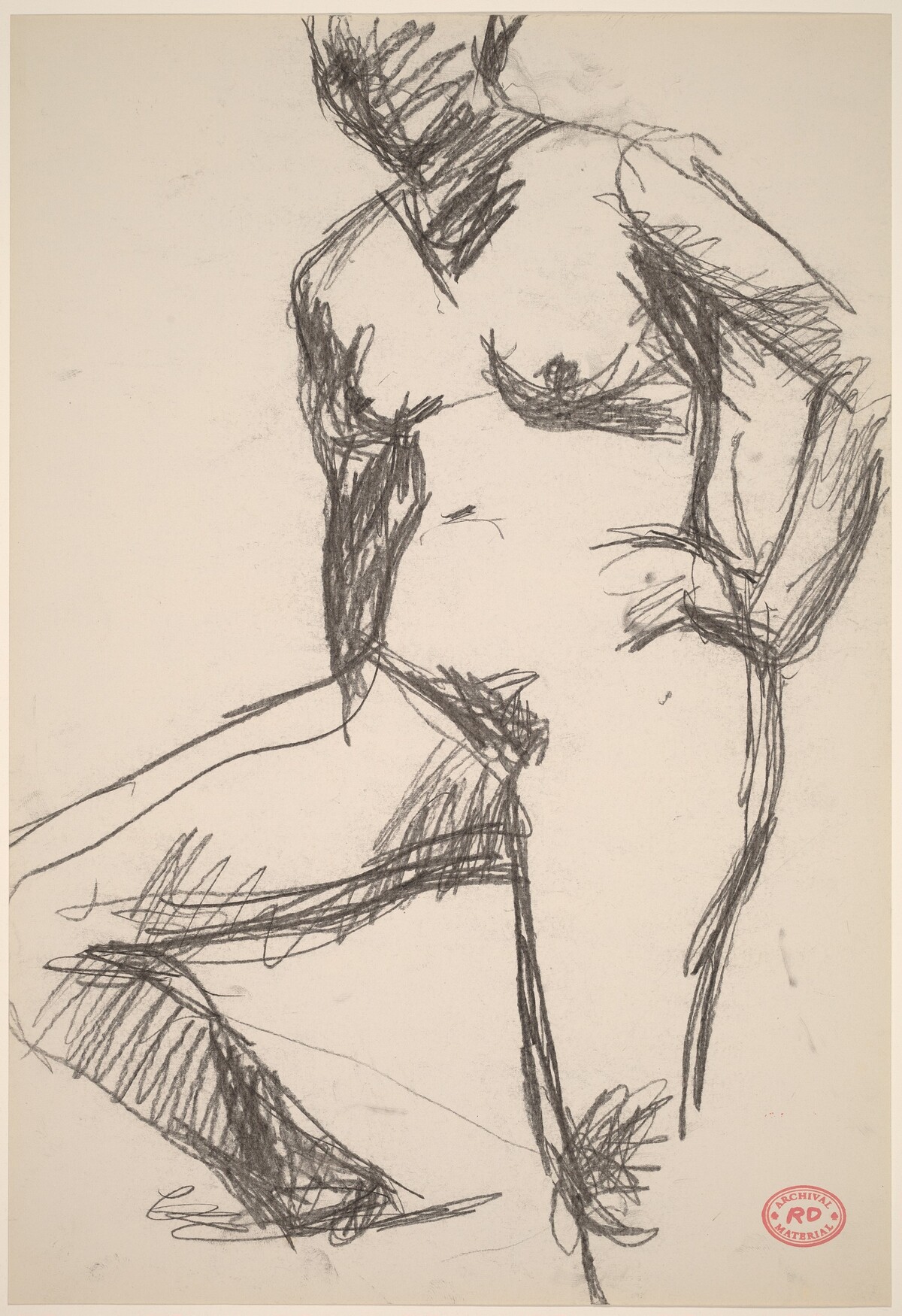 Untitled [standing female nude with right leg on platform] by Richard Diebenkorn