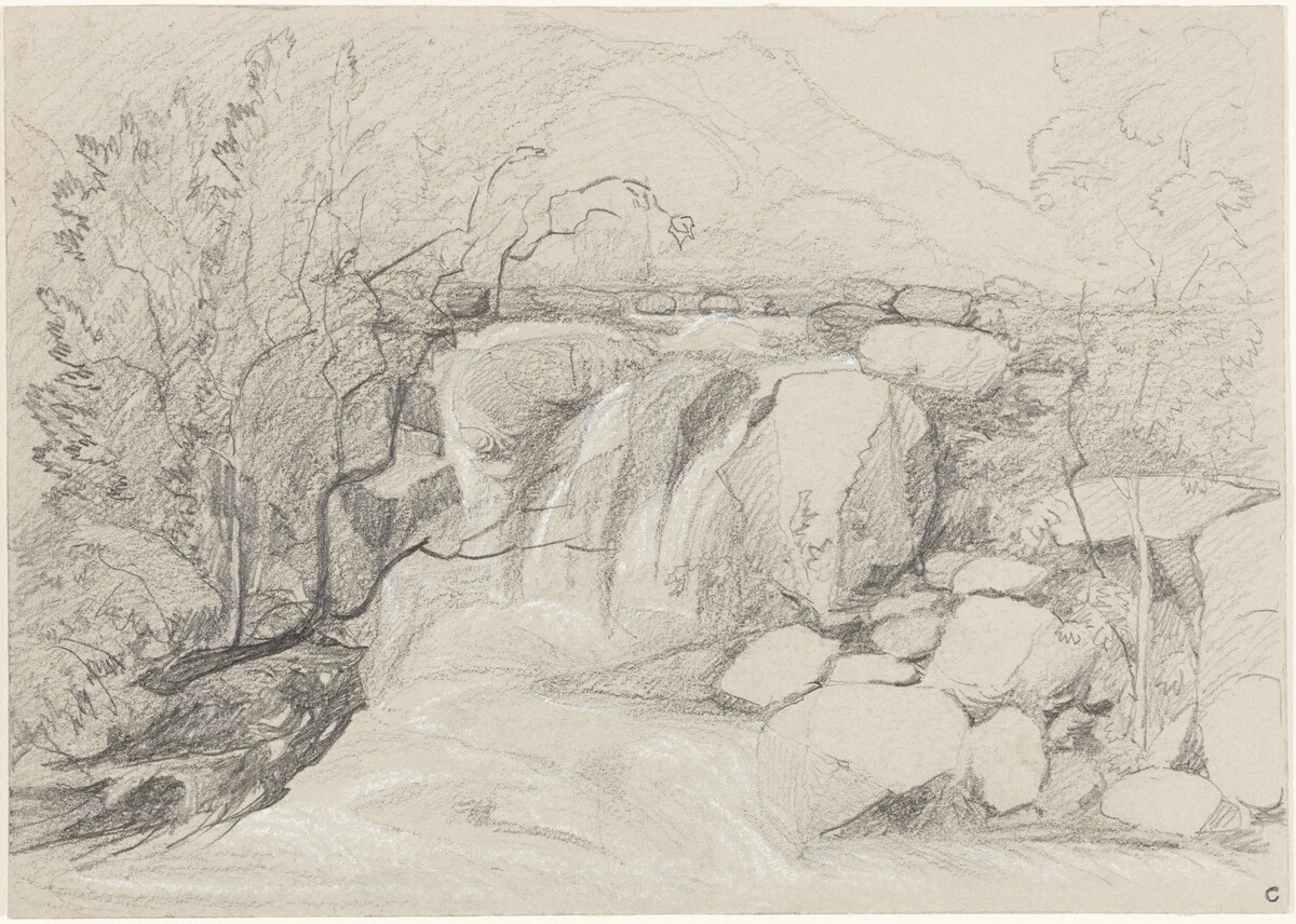 Waterfall with Rocks by Attributed to John Sell Cotman