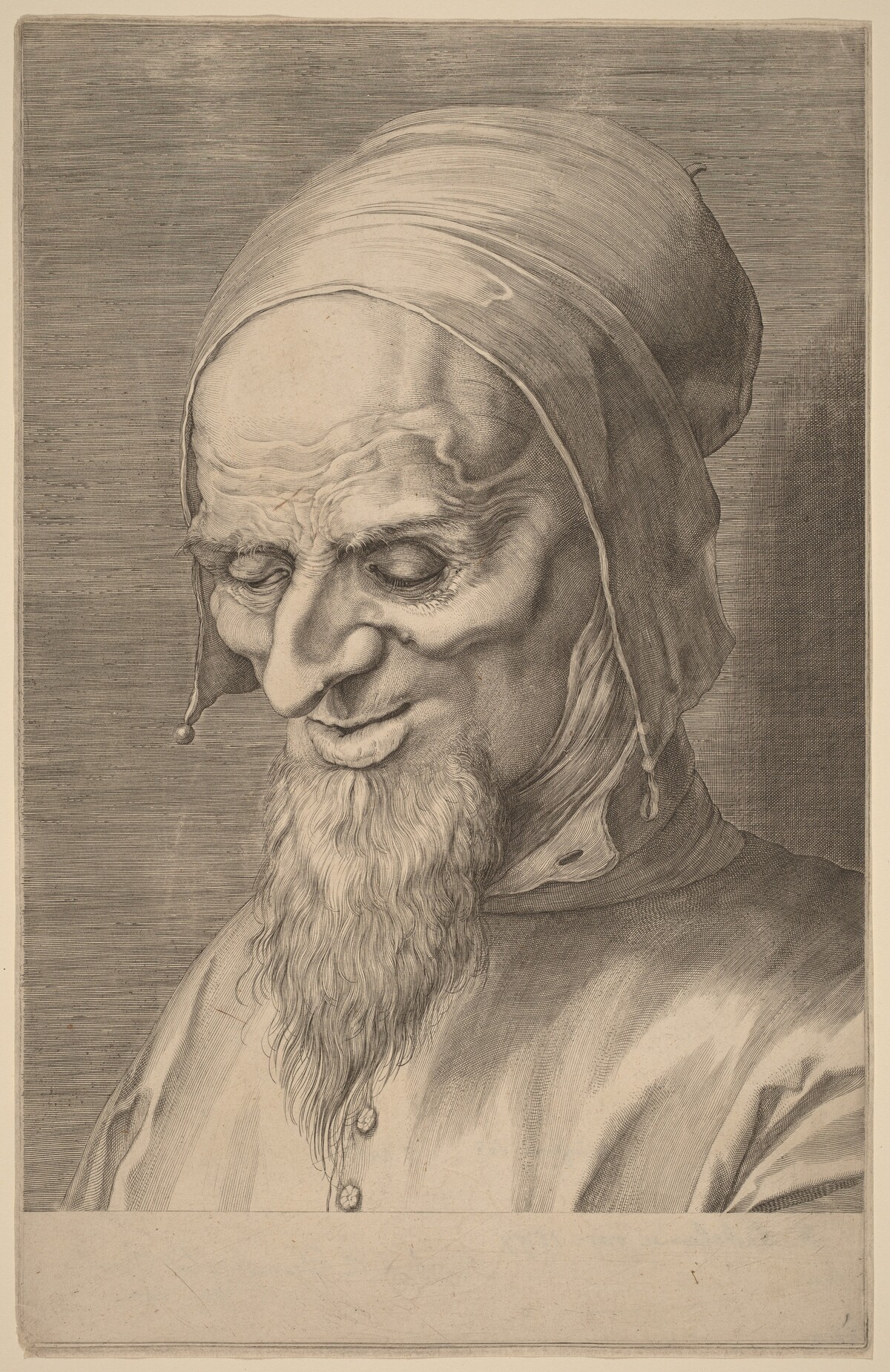 Head of an Apostle with Beard and Cap by Aegidius Sadeler II