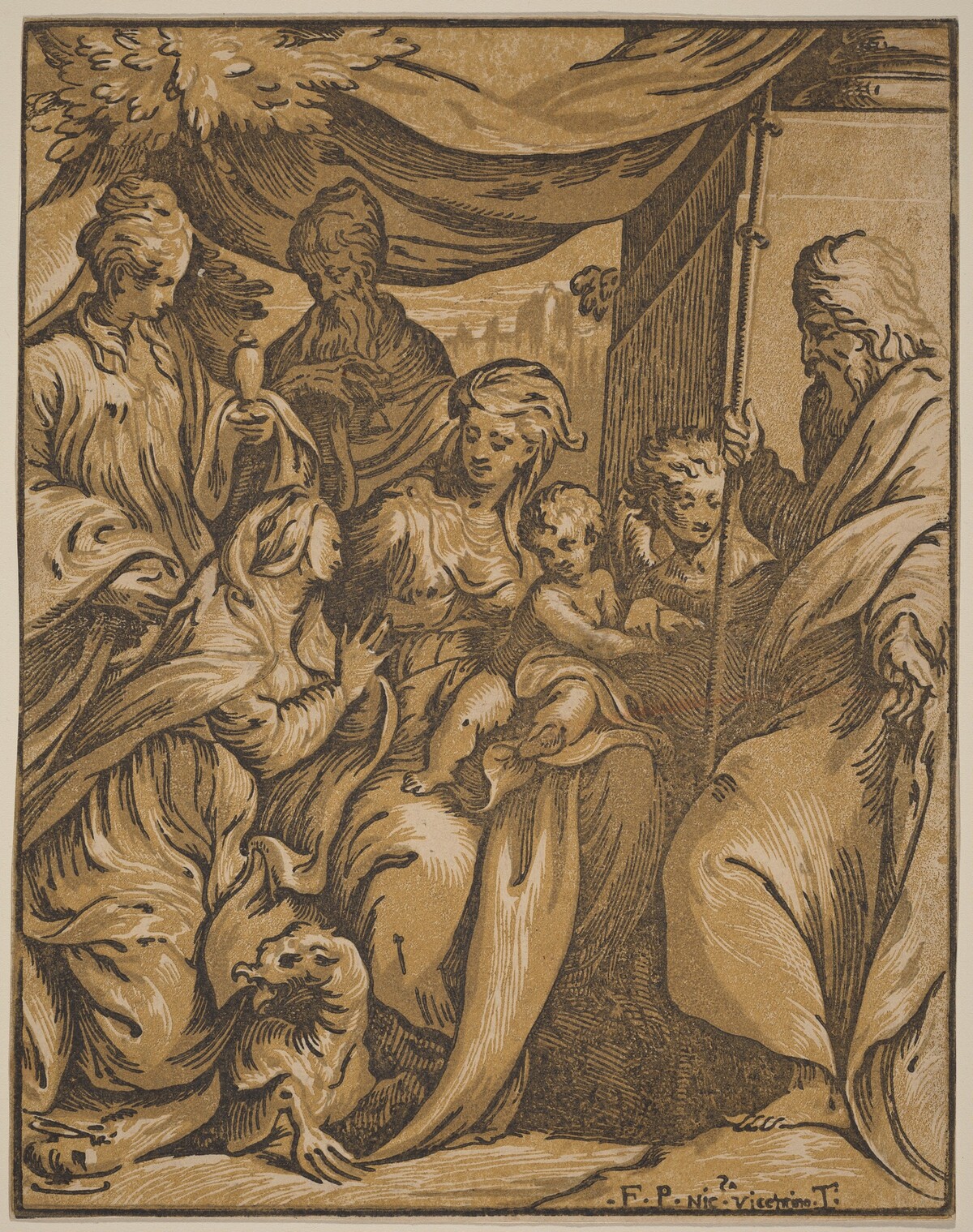 The Virgin and Child with Saints by Giuseppe Nicolo Vicentino, after Camillo Boccaccino