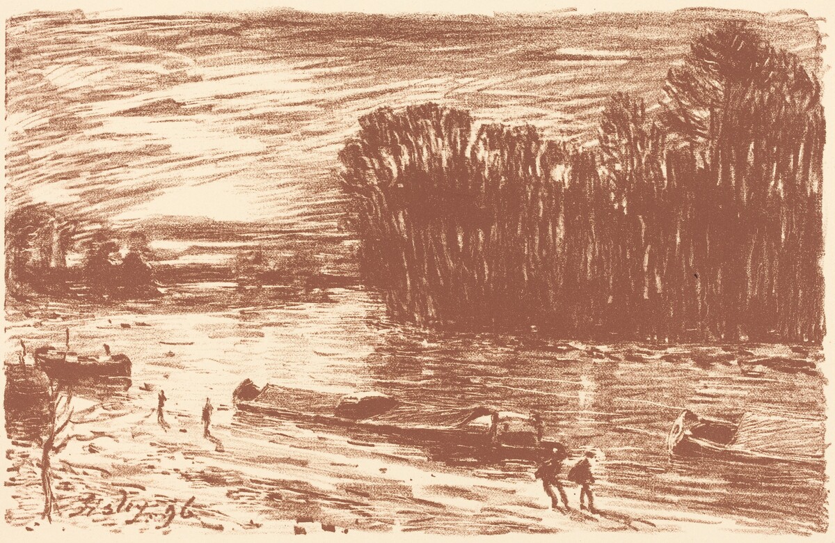 Banks of the Loing near Saint-Mammès (Bords du Loing, pres Saint-Mammès) by Alfred Sisley