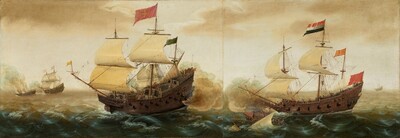 A Naval Encounter between Dutch and Spanish Warships