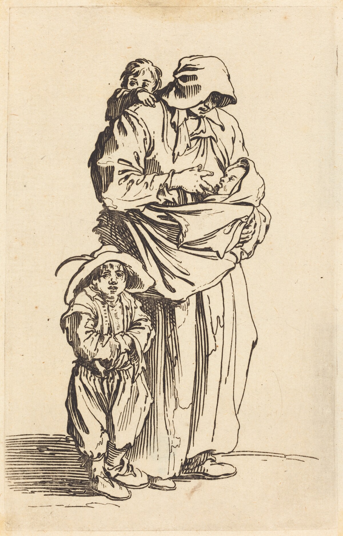 Mother and Three Children by Jacques Callot