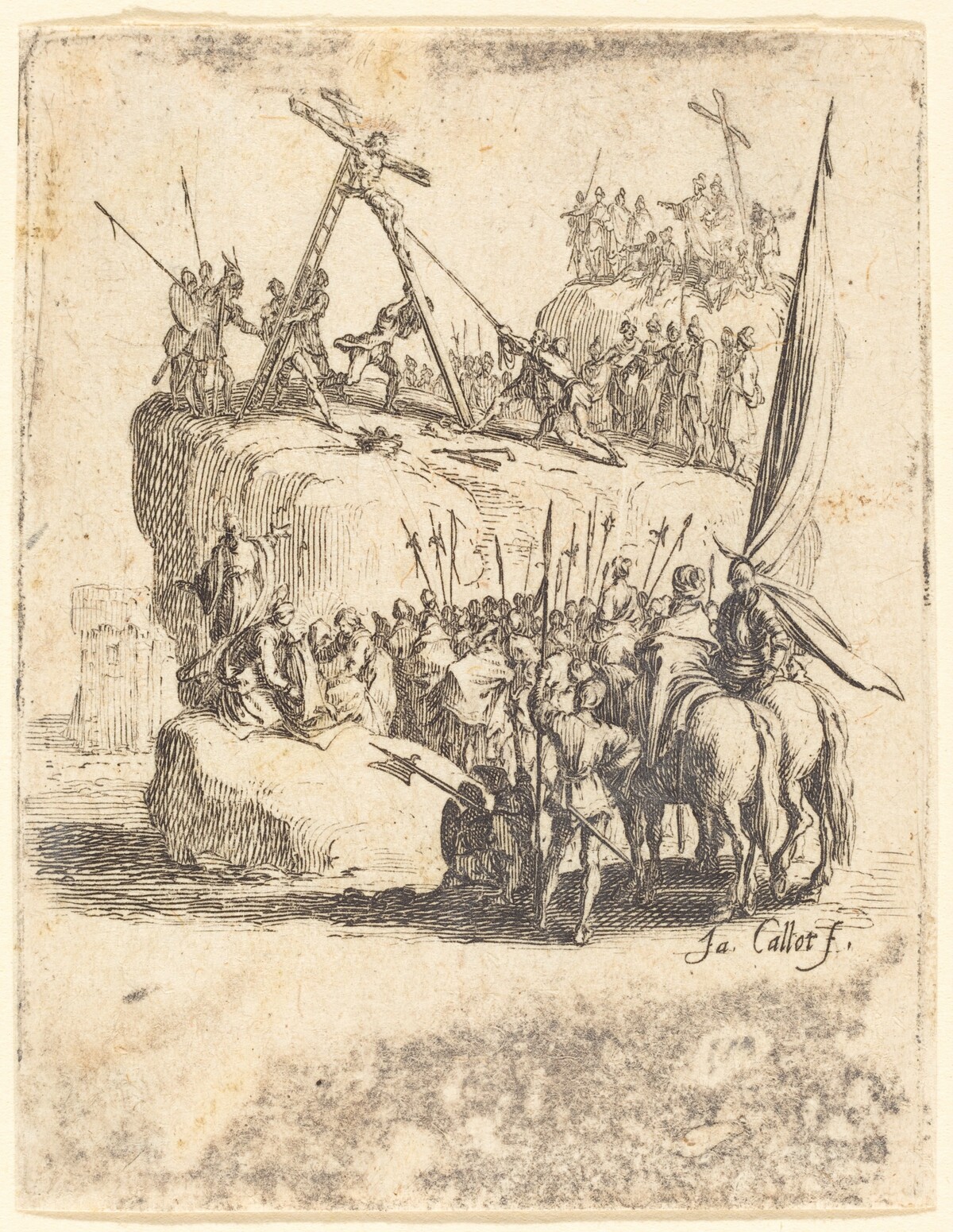 Raising of the Cross by Jacques Callot