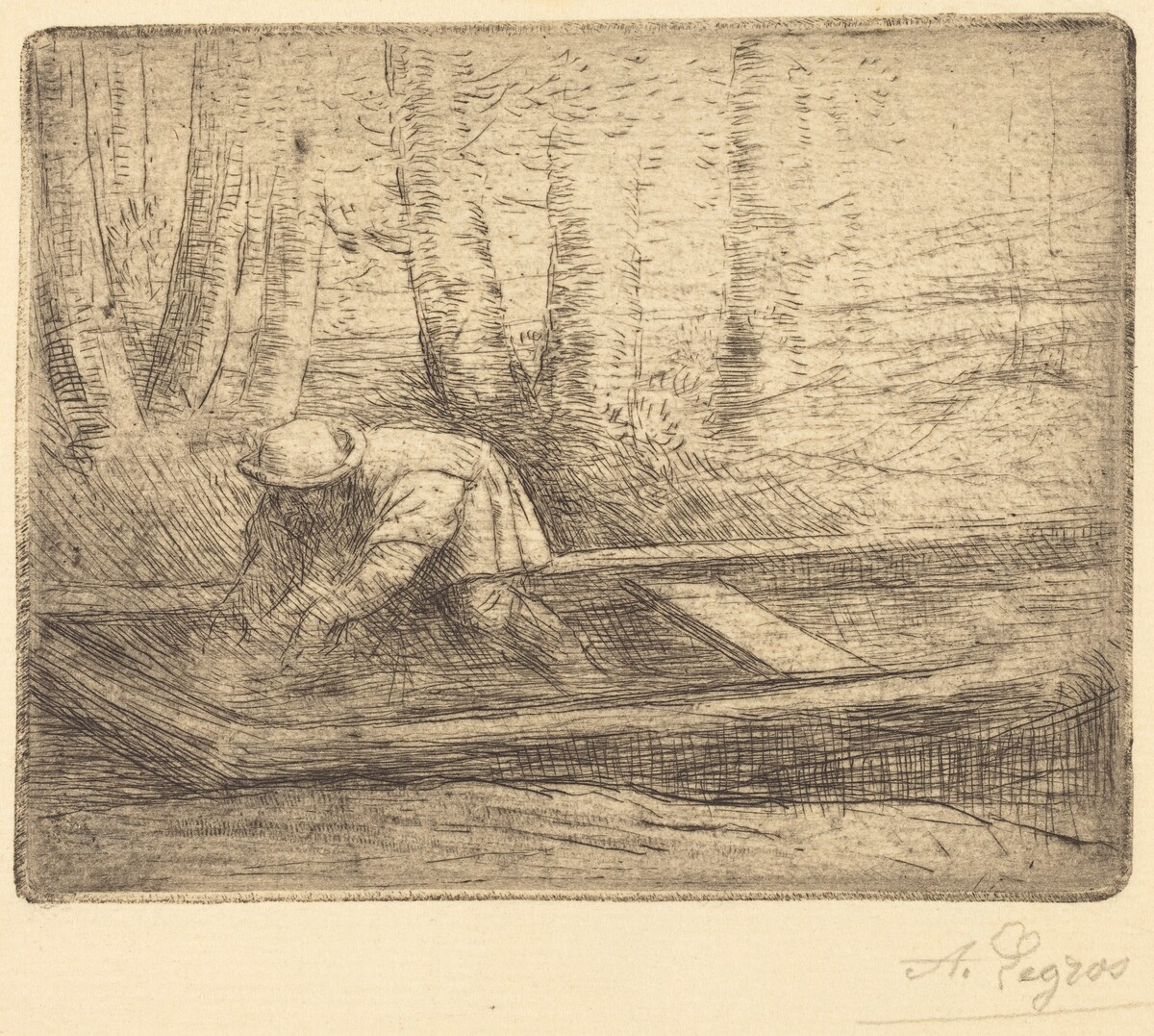 Man in Punt by Alphonse Legros