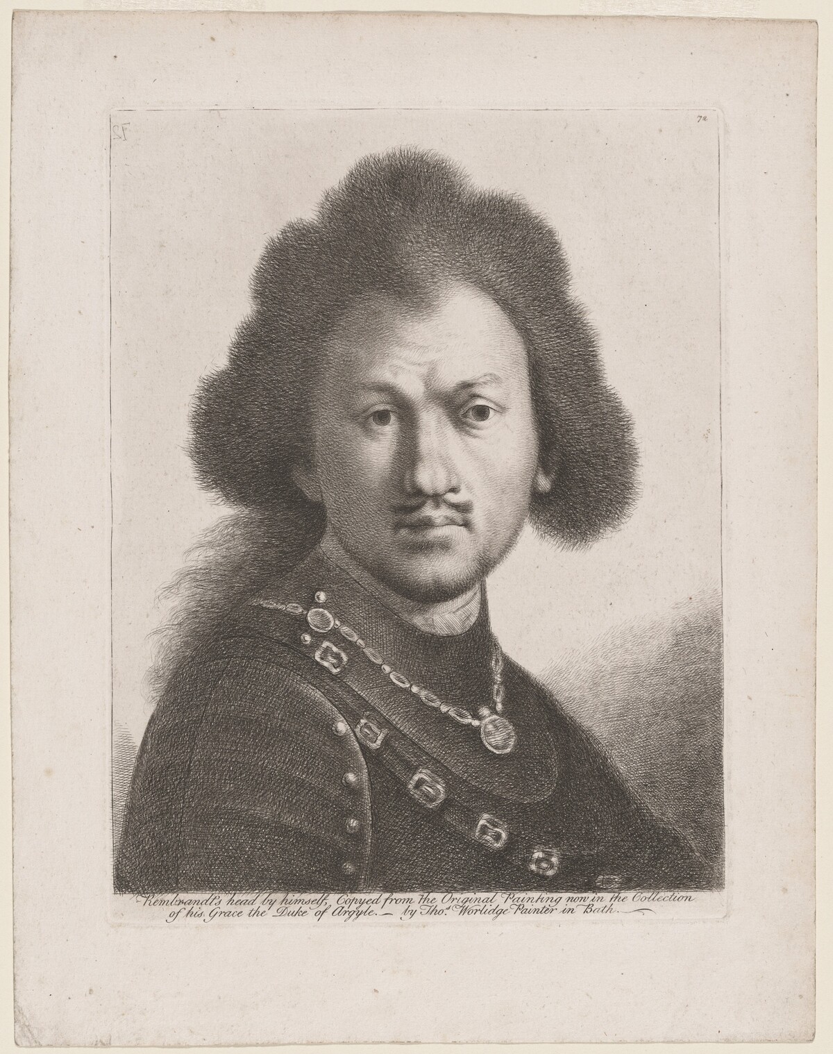 Rembrandt's Head by Himself by Thomas Worlidge, after Rembrandt van Rijn