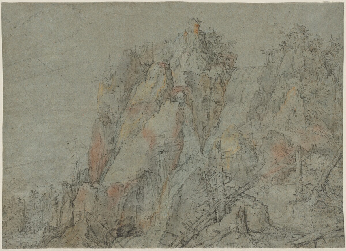Mountainous Landscape with Castles and Waterfalls by Roelandt Savery