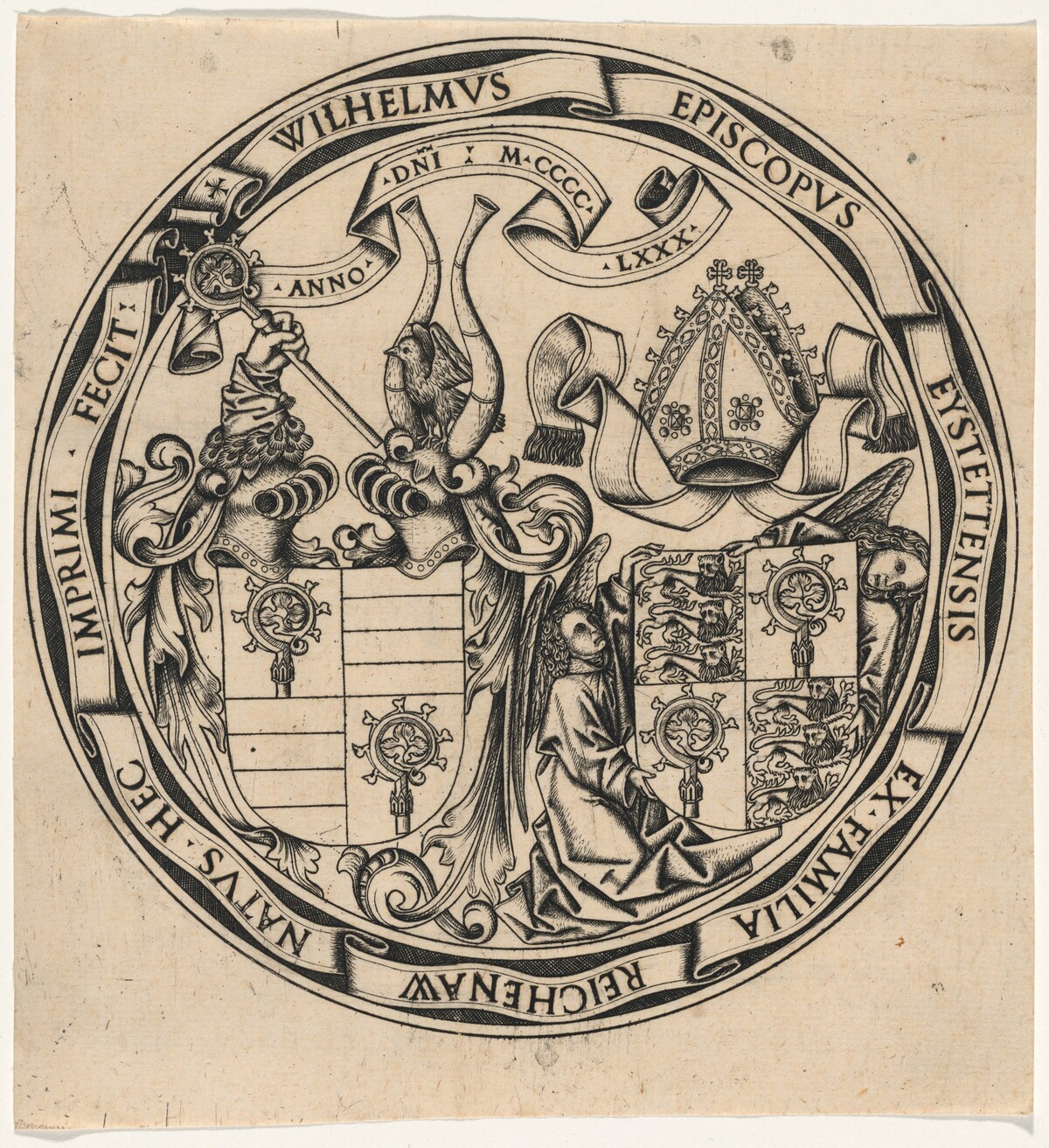 Arms of the Bishopric of Eichstätt and of Its Bishop, Wilhelm of Reichenau by German 15th Century