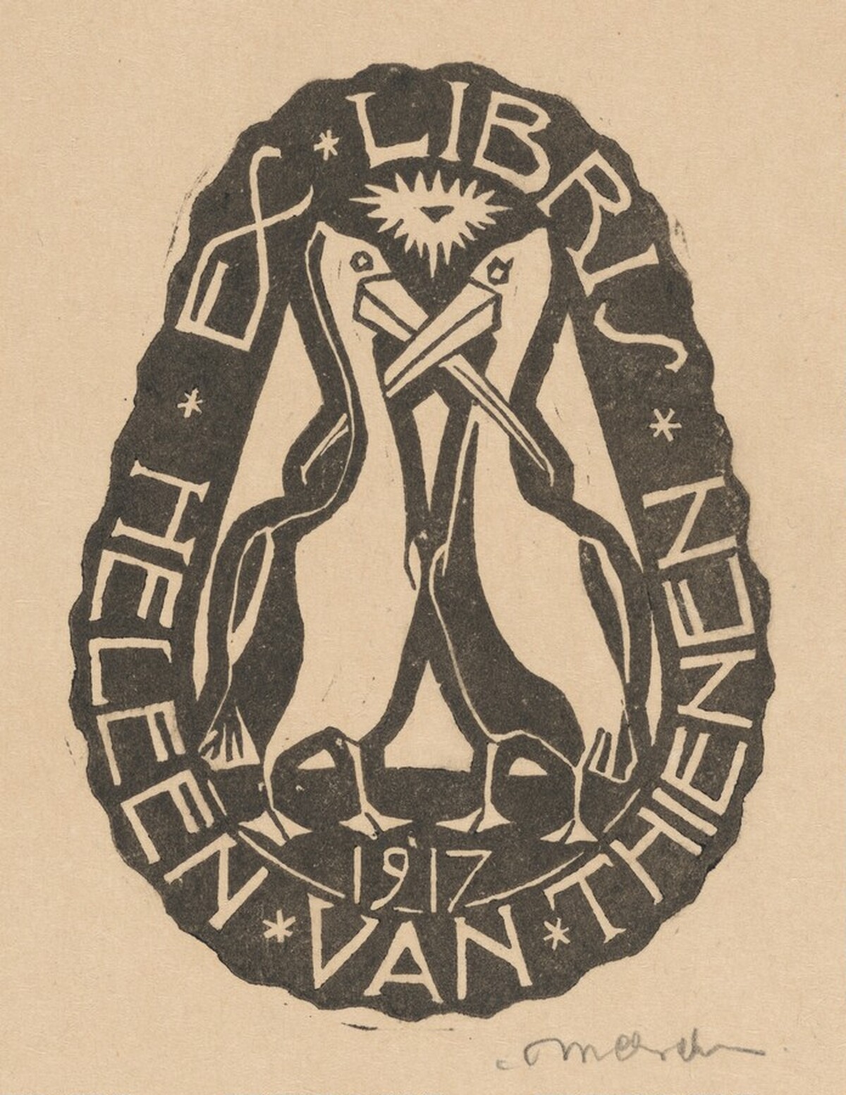 Bookplate Heleen van Thienen by M.C. Escher