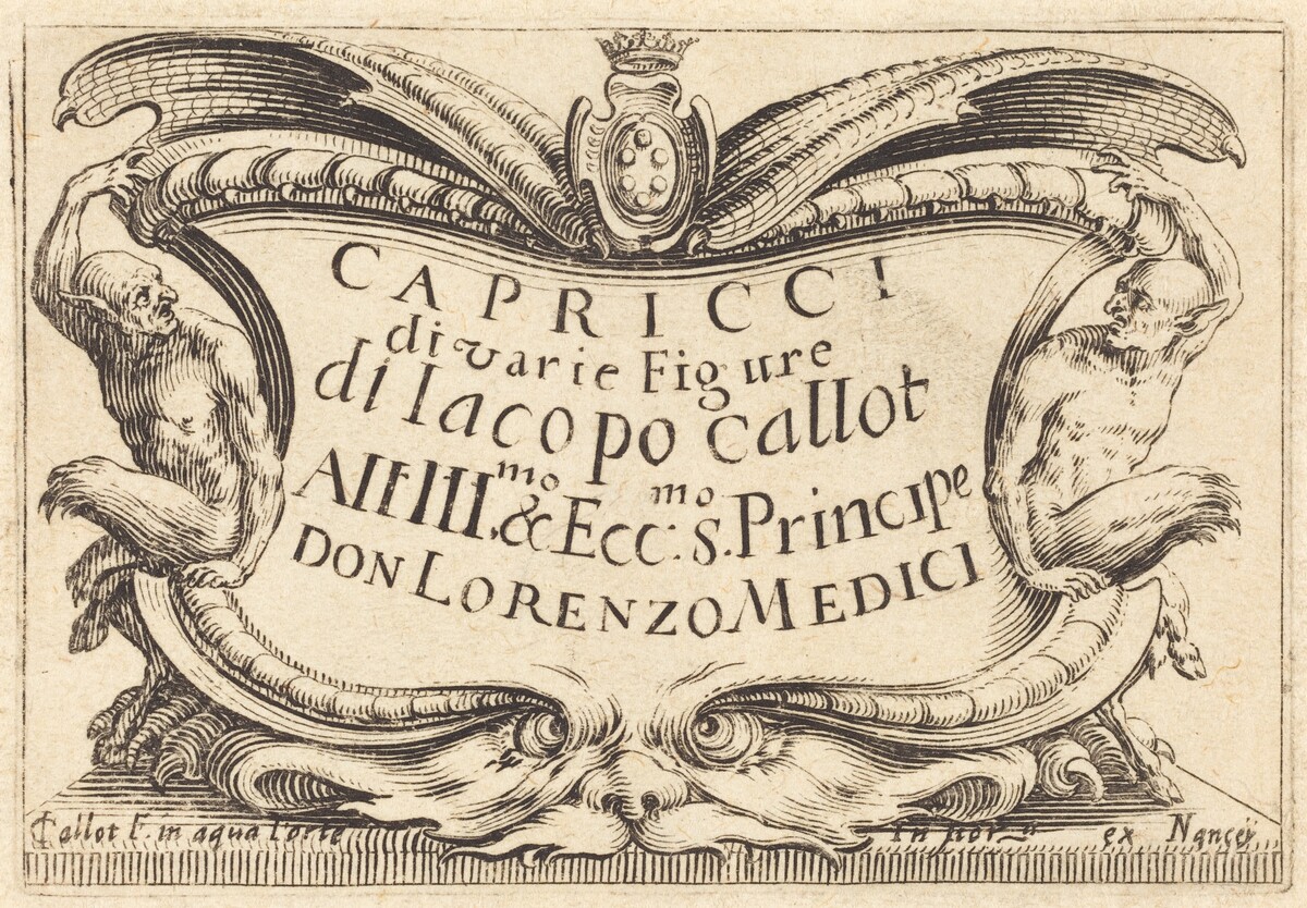 Title Page for "The Capricci" by Jacques Callot