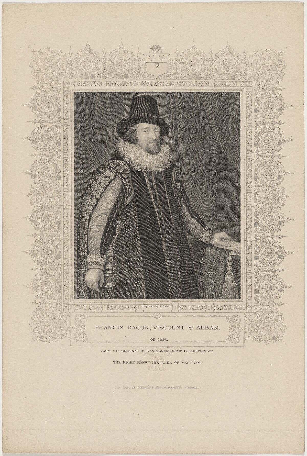 Francis Bacon by J. Cochran after Paulus van Somer I