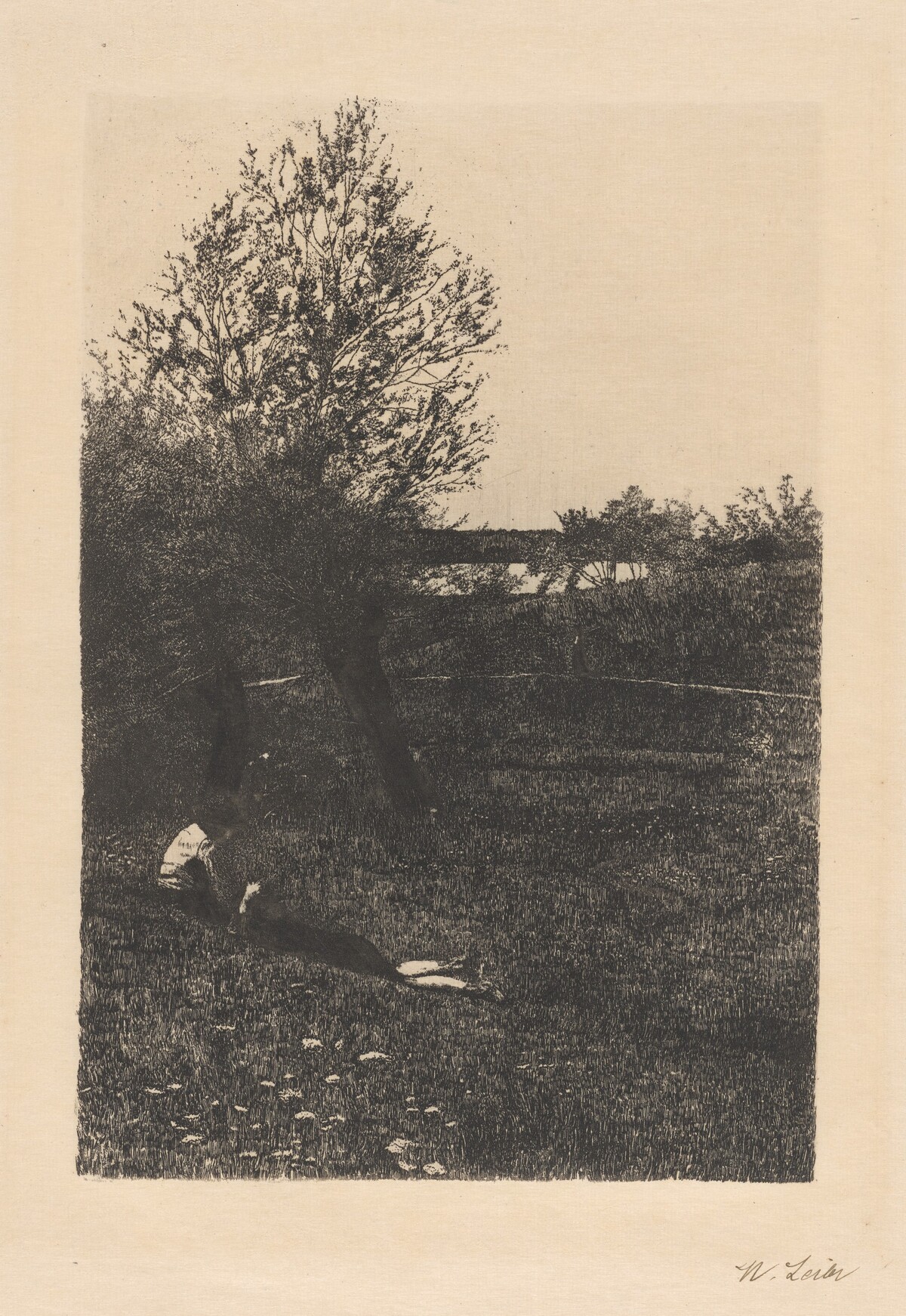 Landscape with Resting Children ("La Dolce far niente") by Wilhelm Leibl