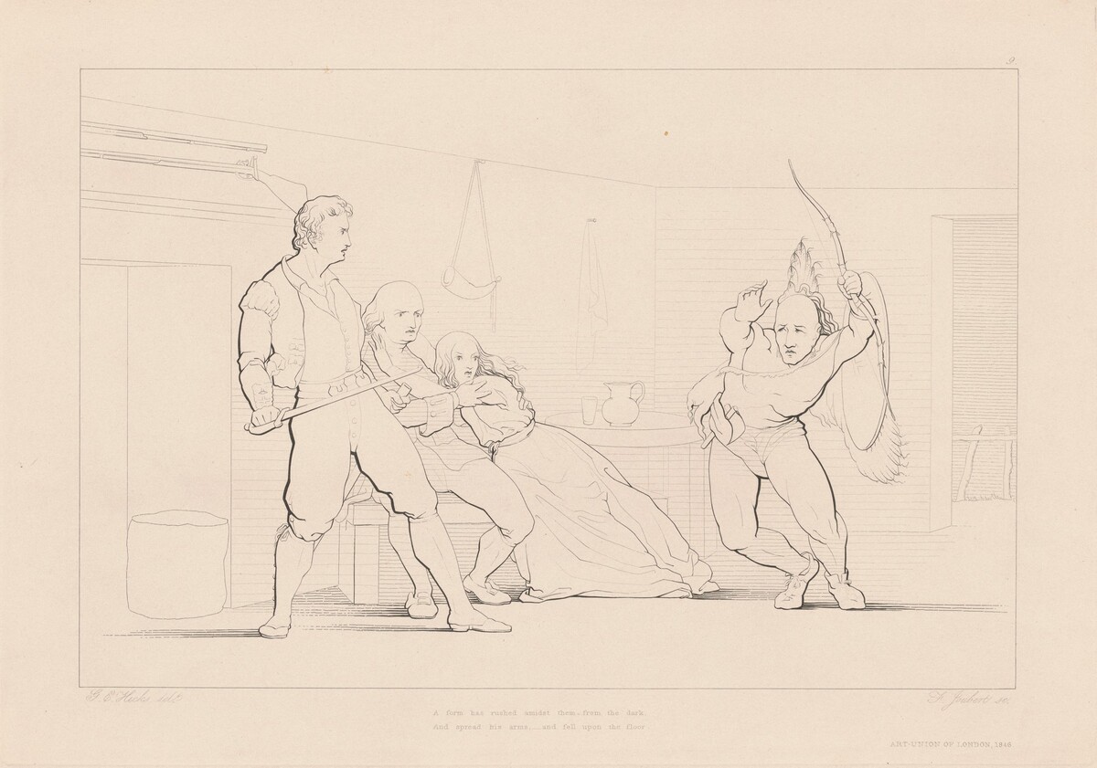 A Form Has Rushed amidst Them from the Dark by Ferdinand Joubert, after George Elgar Hicks