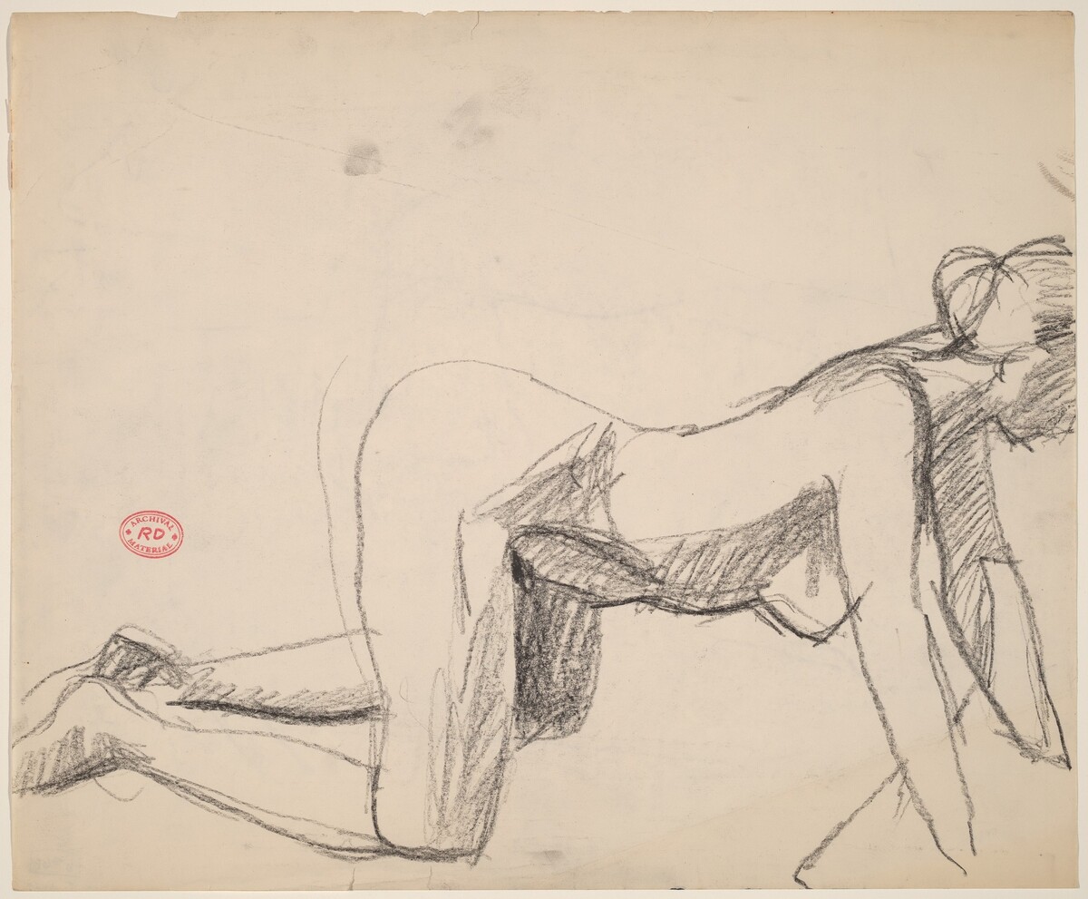 Untitled [side view of a nude on her hands and knees] by Richard Diebenkorn