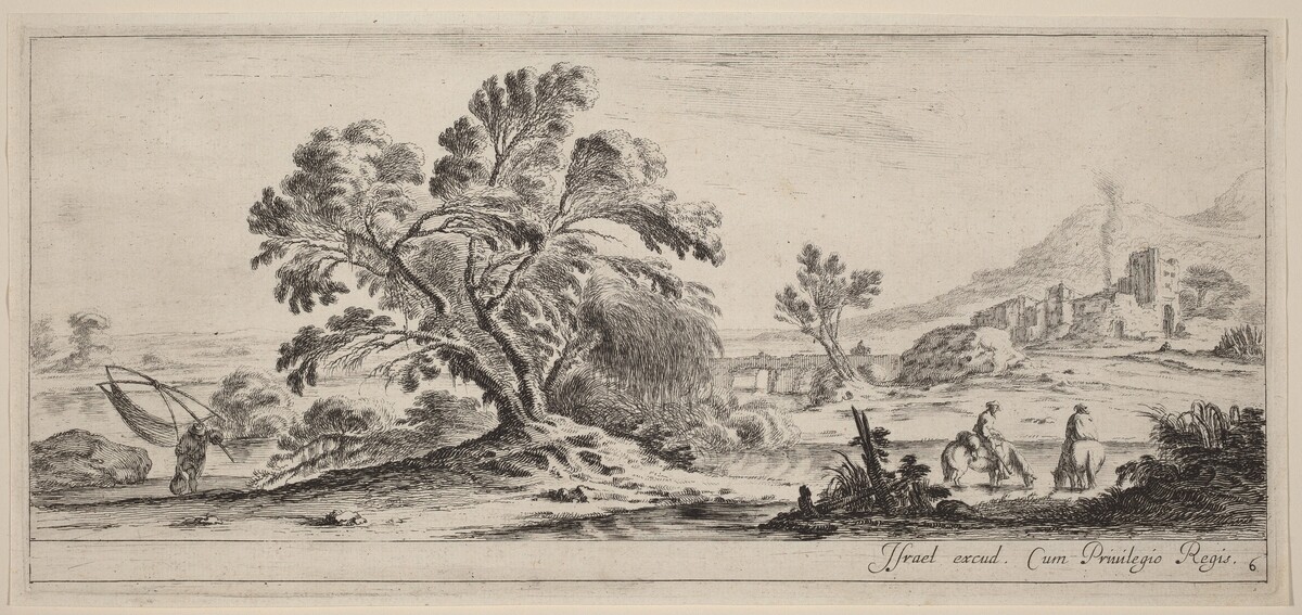 Landscape with Fisherman Carrying his Net by Stefano Della Bella
