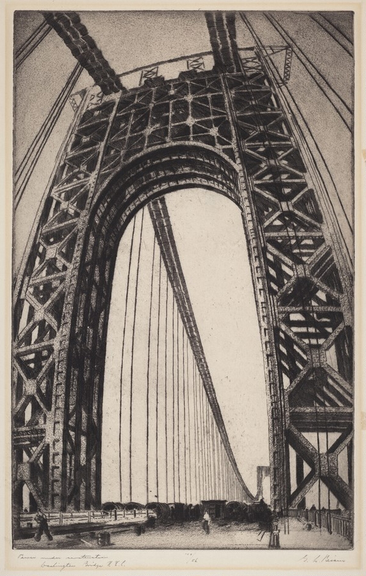 Tower Under Construction, Washington Bridge, NY by Gottlob L. Briem