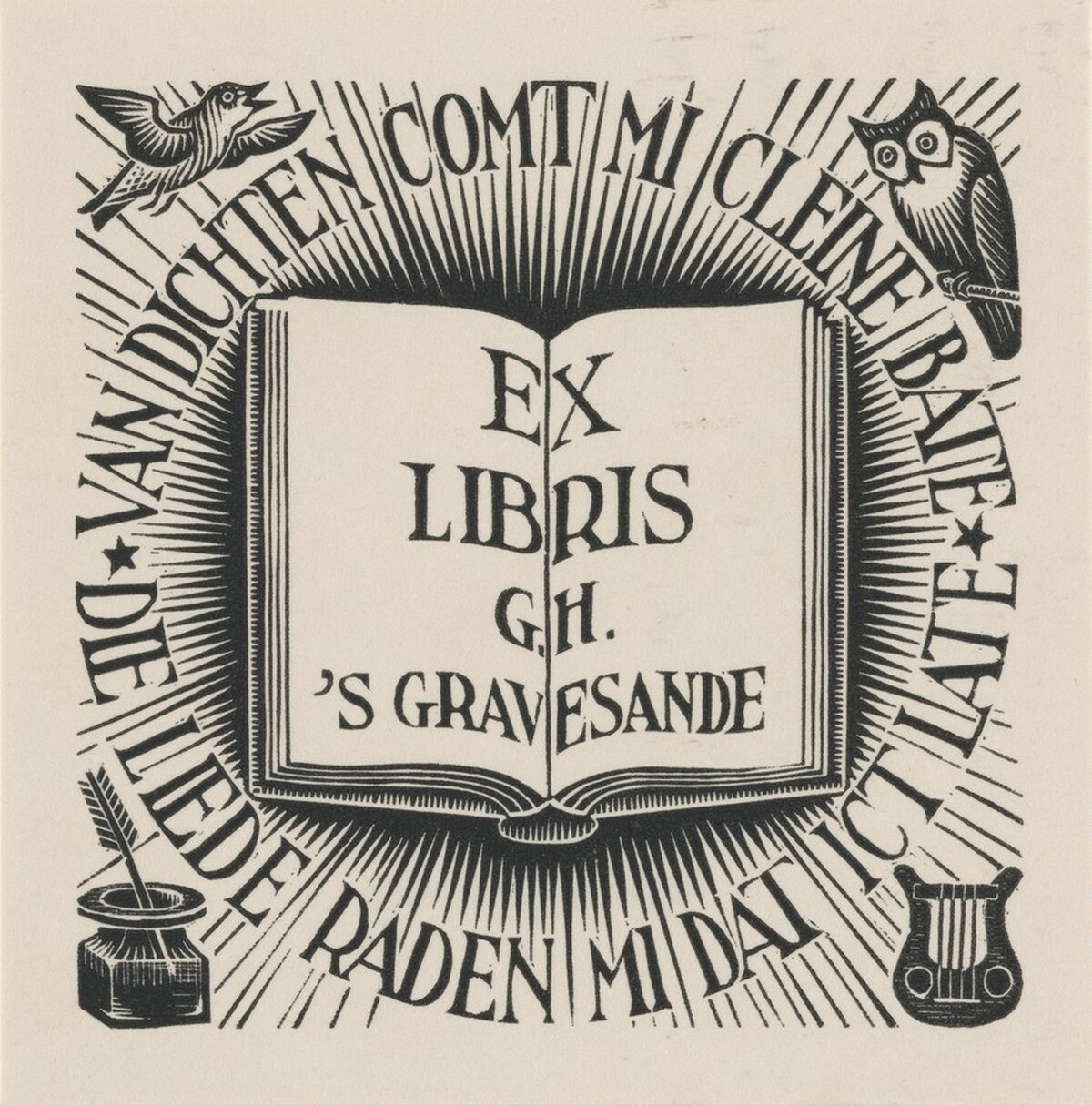 Bookplate G.H.'s-Gravesande by M.C. Escher