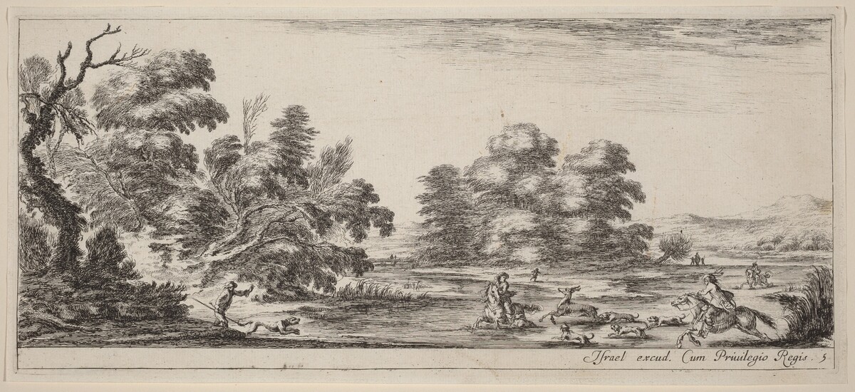 Landscape with Deer Hunt by Stefano Della Bella