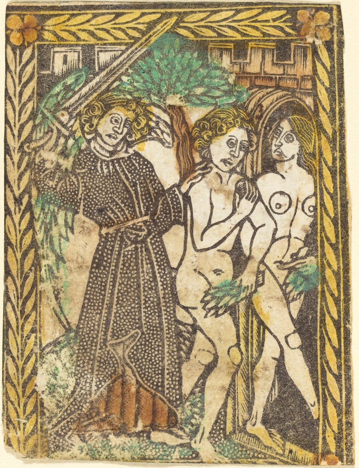 The Expulsion from the Garden of Eden by Workshop of Master of the Borders with the Four Fathers of the Church