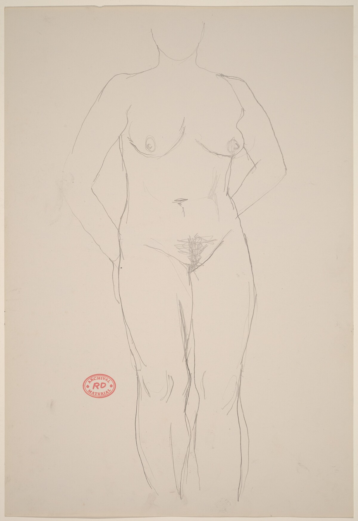 Untitled [nude standing with her hands behind her] by Richard Diebenkorn