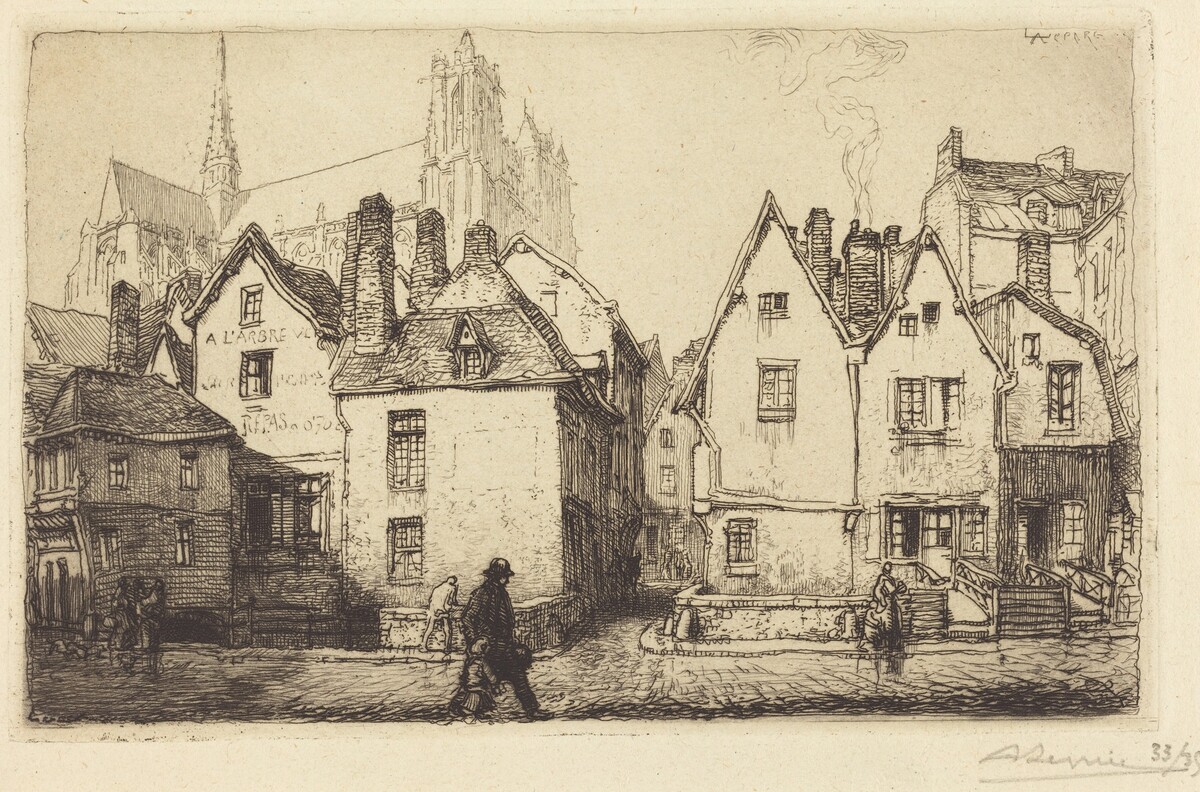 Old Houses at Amiens (Vieilles maisons a Amiens) by Auguste Lepère