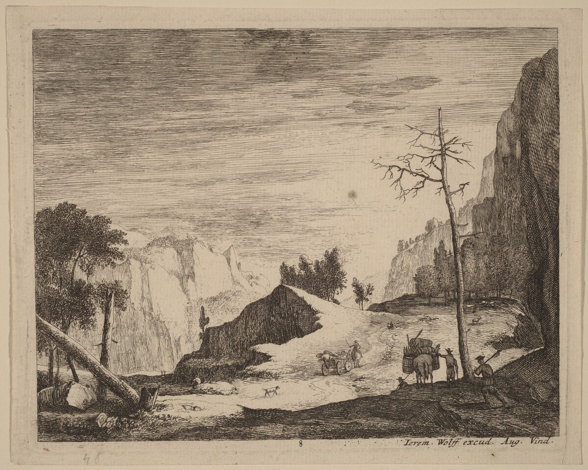 Mountainous Landscape with a Cart: pl.8 by Roelant Roghman and Melchior Küsel