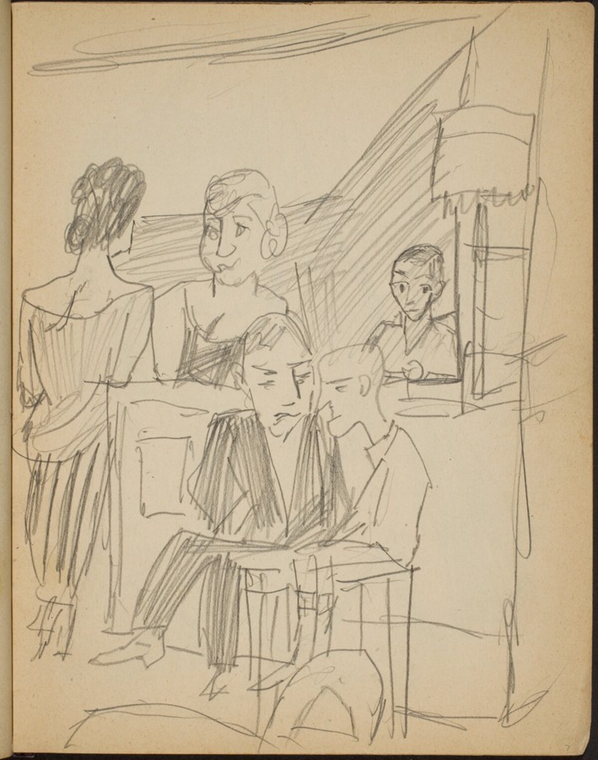 Menschen in einer Bar (Figures in a Bar) [p. 7] by Max Beckmann