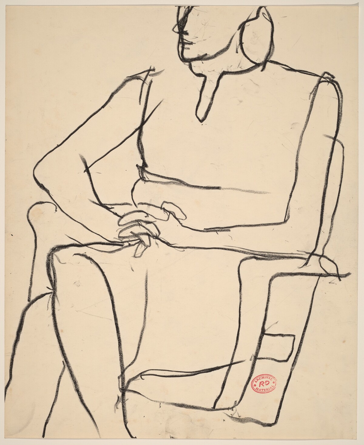 Untitled [woman seated in armchair clasping her hands] by Richard Diebenkorn