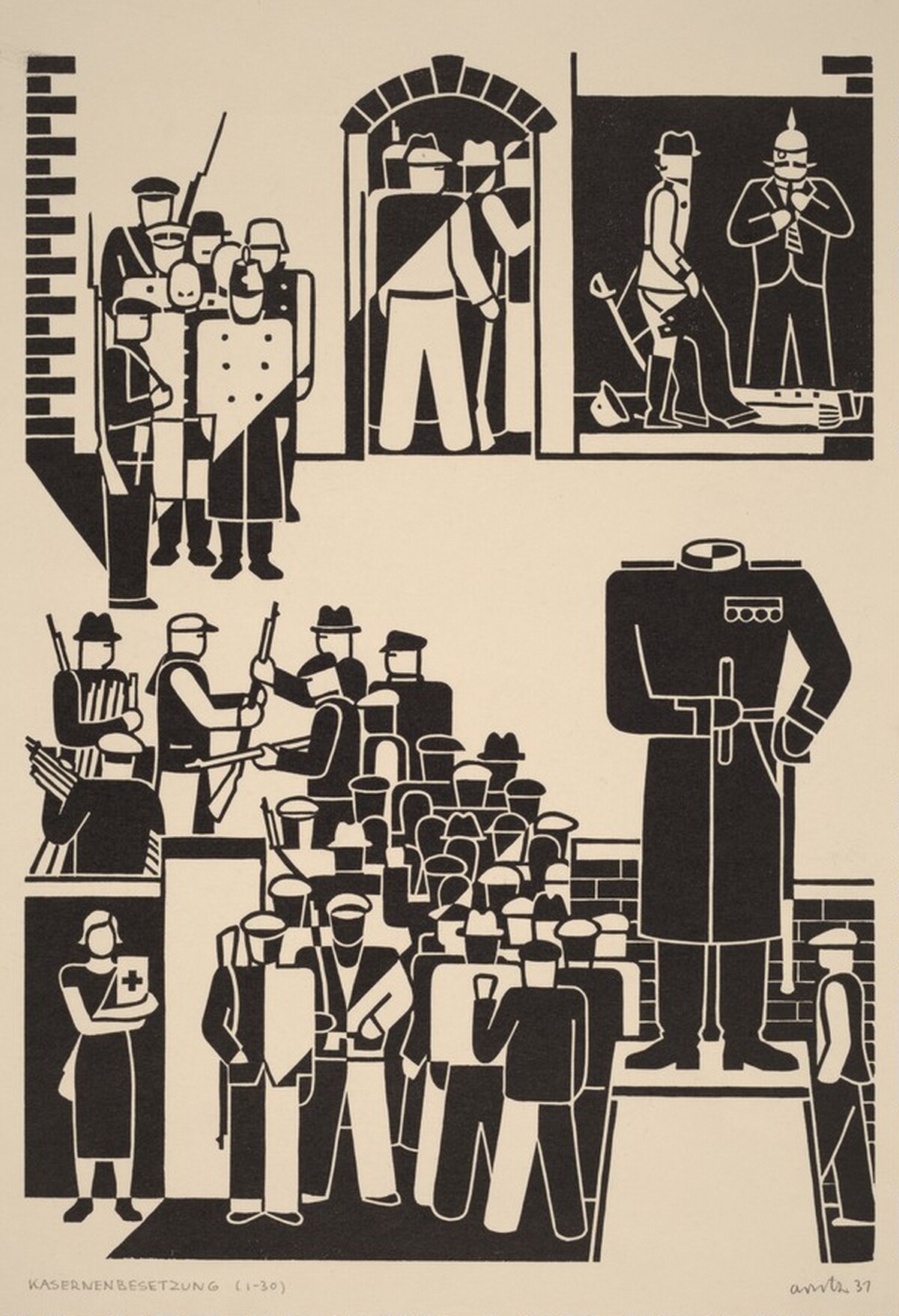 Kasernenbesetzung by Gerd Arntz
