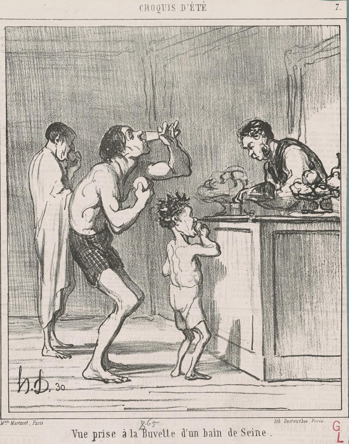 Vue prise a la buvette d'un bain by Honoré Daumier