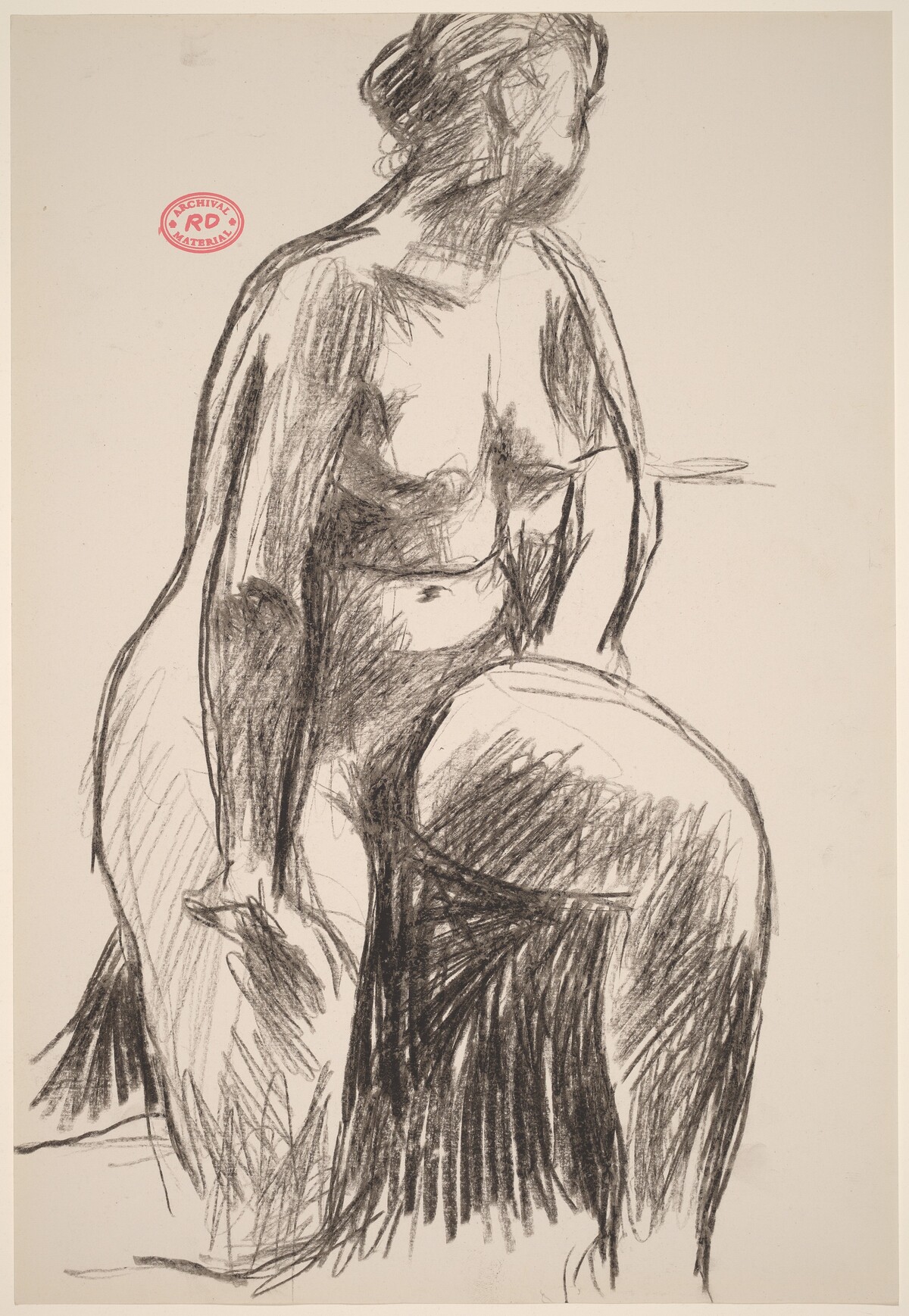Untitled [female nude resting on right knee and looking away] by Richard Diebenkorn