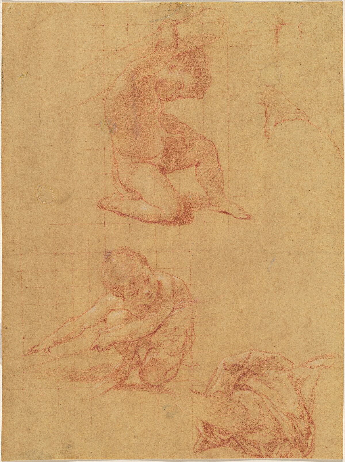 Two Nude Children Lifting a Cudgel by Pompeo Batoni