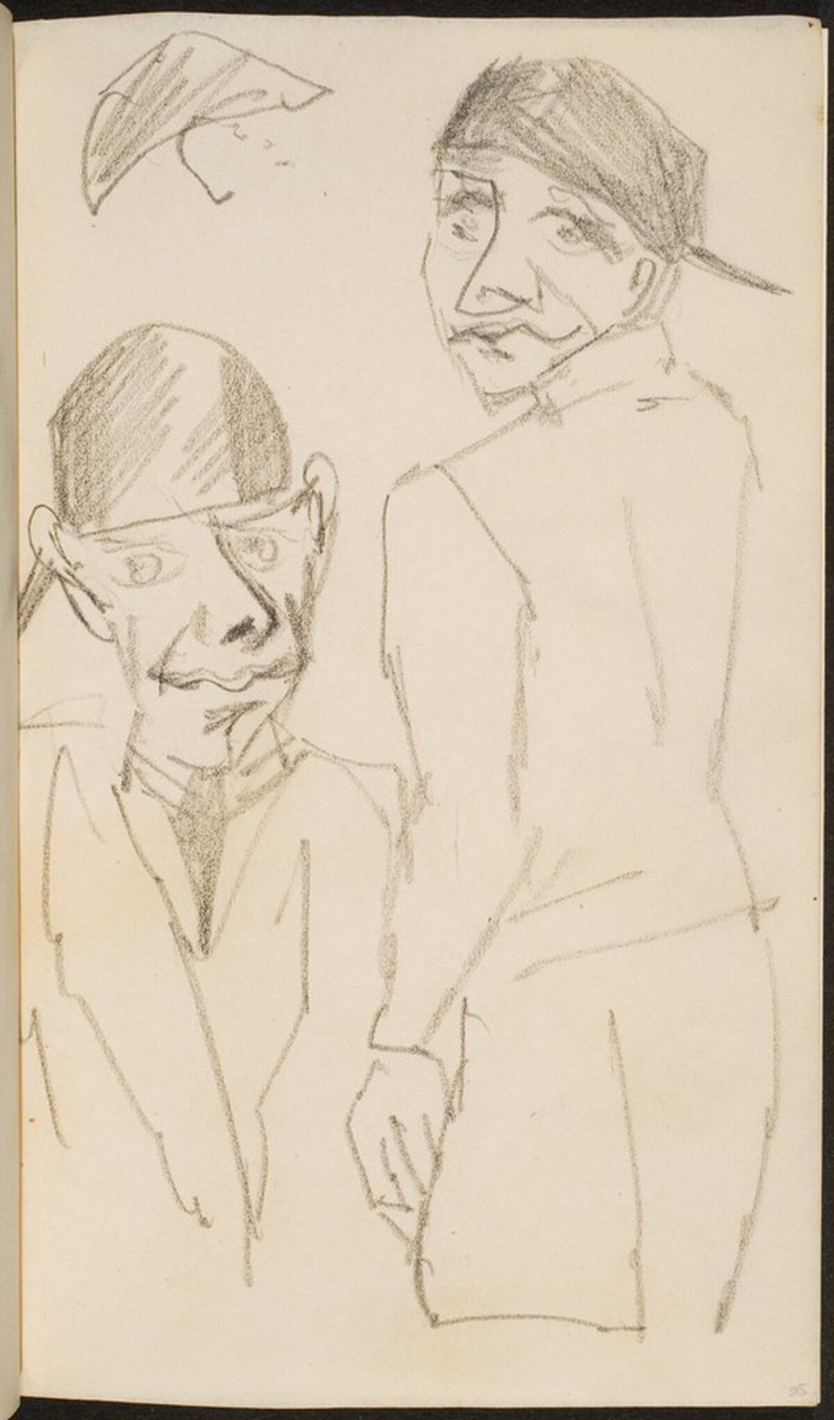 Mann mit Kappe in zwei Ansichten (Two Views of a Man with a Cap) [p. 25] by Max Beckmann