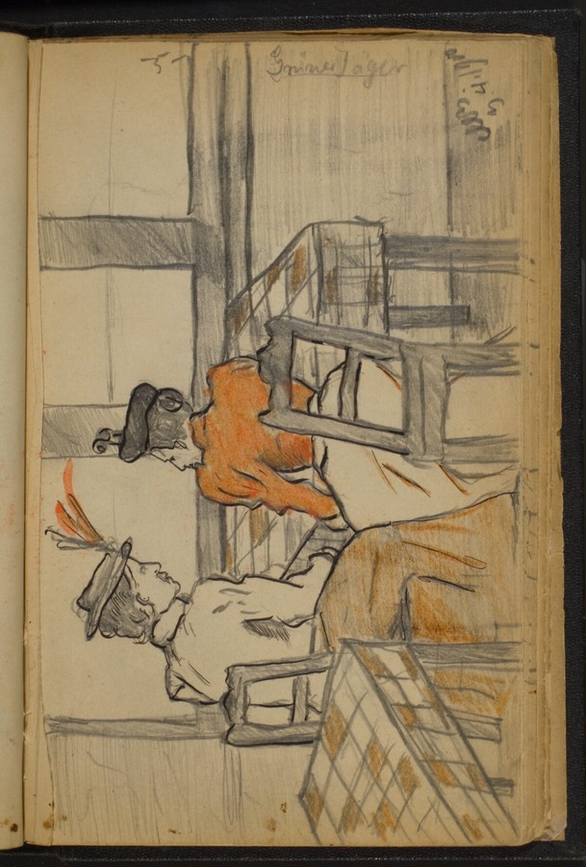 Two Women Conversing at a Table by Max Beckmann