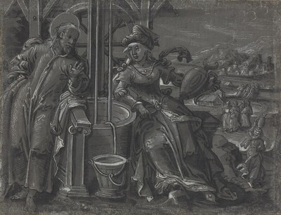 Christ and the Woman of Samaria [verso]