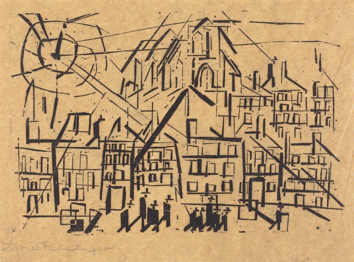 City with Church in the Sun  (Stadt mit Kirche in der Sonne) by Lyonel Feininger