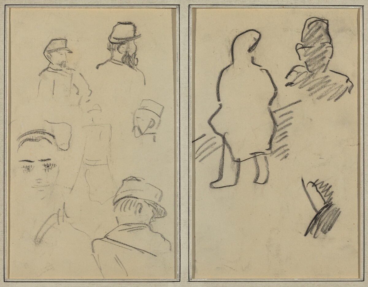 Five Studies of Soldiers and a Woman's Face; Two Figures [recto] by Paul Gauguin