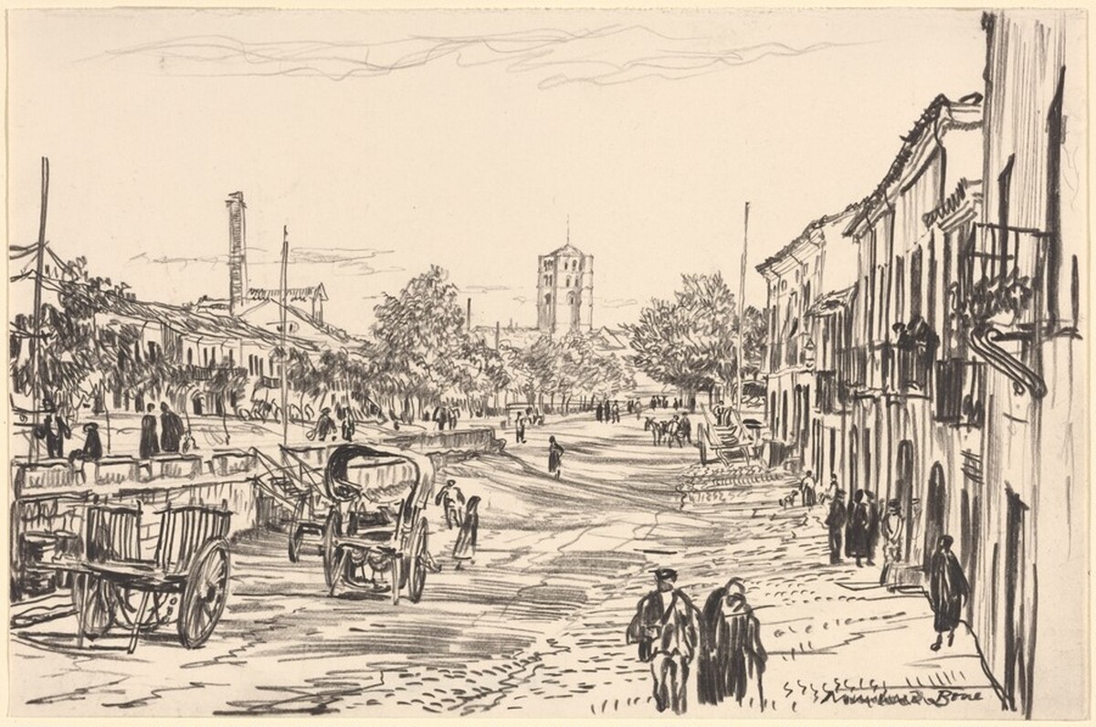 Street in Zamora by Sir Muirhead Bone