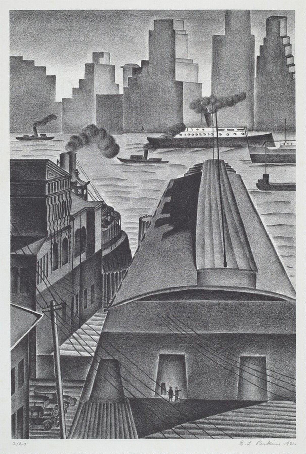 Untitled (New York Harbor Scene) by Edna L. Perkins