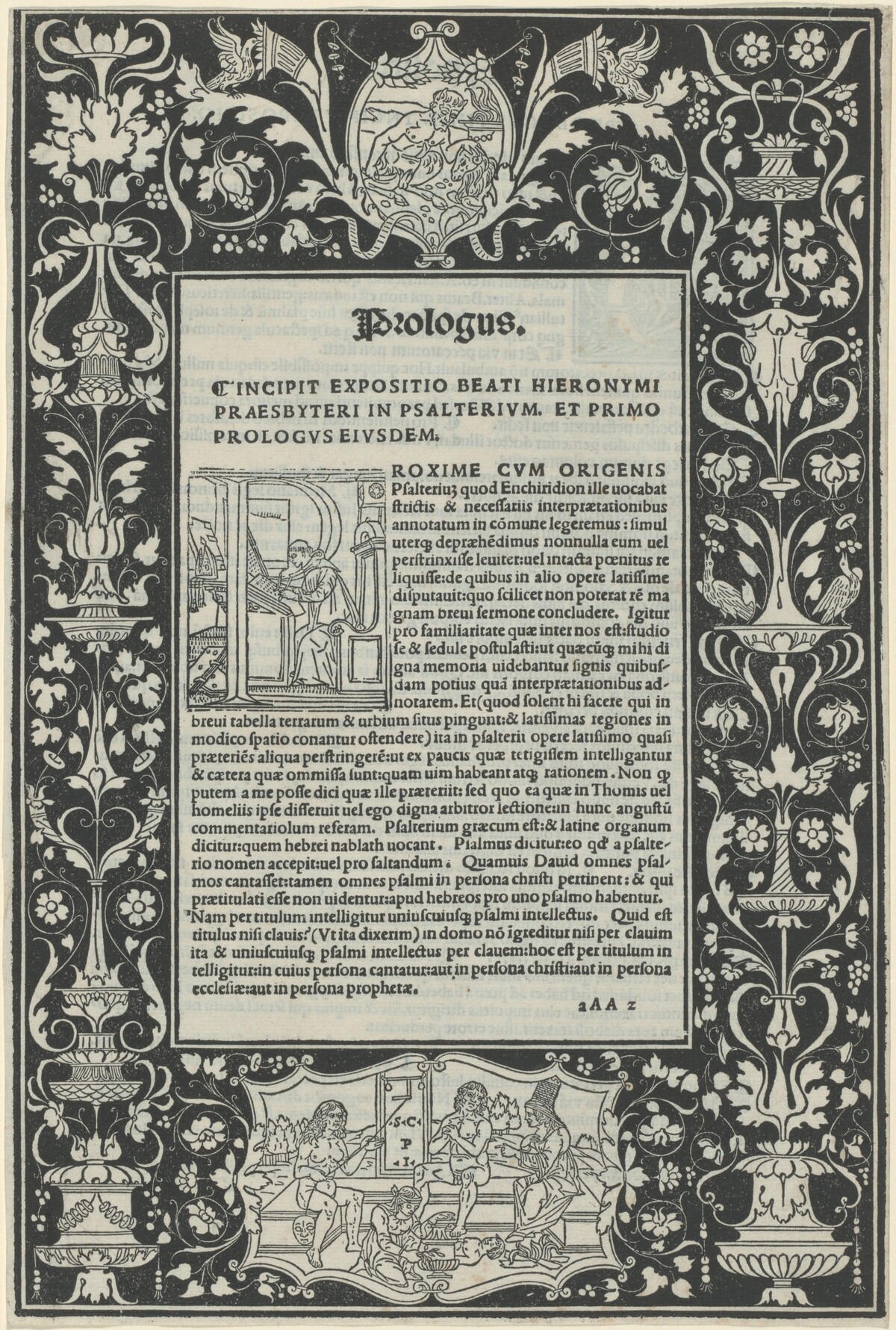 A White Line Border with Two Cartouches: "A Satyr Sacrificing a Ram," and "The Choice of Hercules" by attributed to Benedetto Bordon