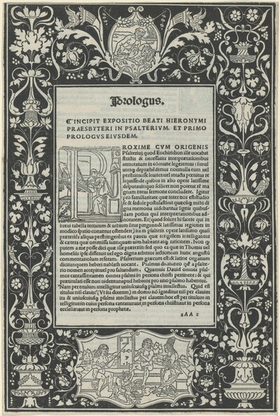 A White Line Border with Two Cartouches: "A Satyr Sacrificing a Ram," and "The Choice of Hercules"