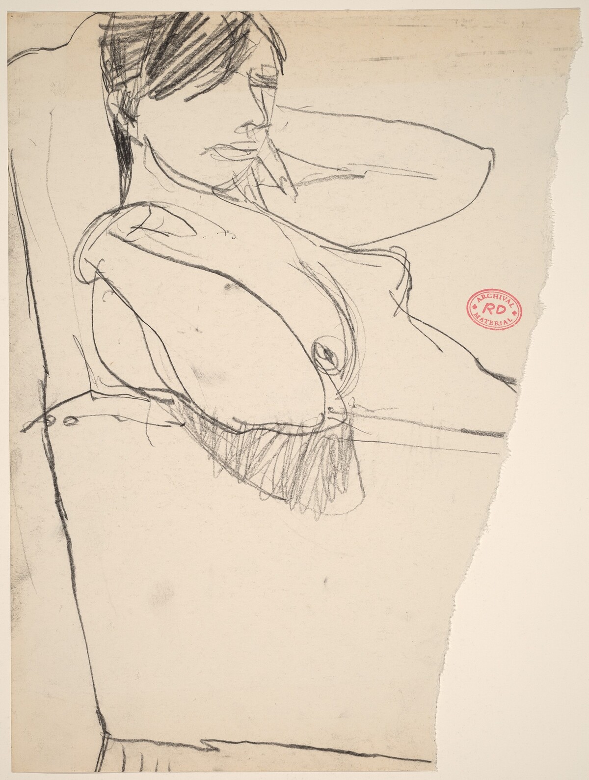 Untitled [female nude leaning back with hands to shoulders] by Richard Diebenkorn
