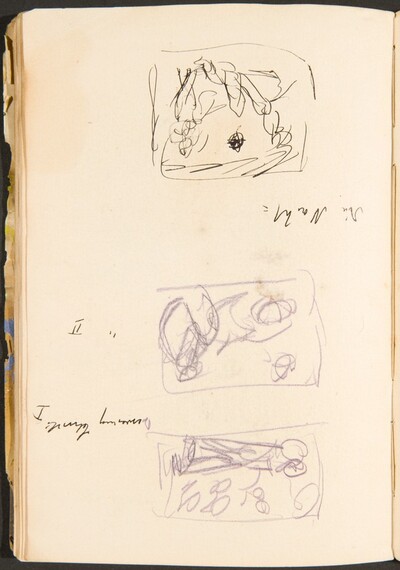 Drei kleine Skizzen mit Bezeichnung (Three Small Sketches with Inscriptions) [p. 38]
