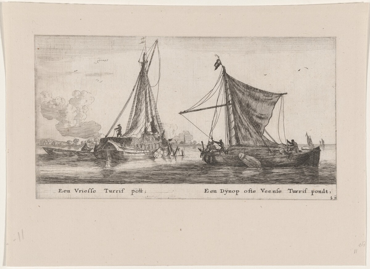 A "Friesland" Peatpot, and a "Dijnopschuit" or "Veense" Peatpot by Reinier Nooms, called Zeeman